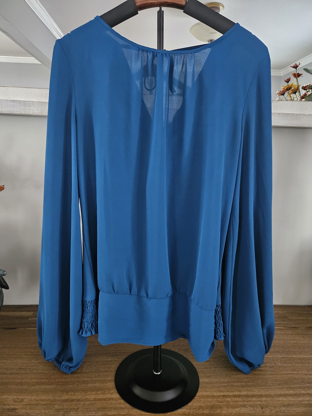 New York & Company Teal-Blue Long Sleeve Blouse